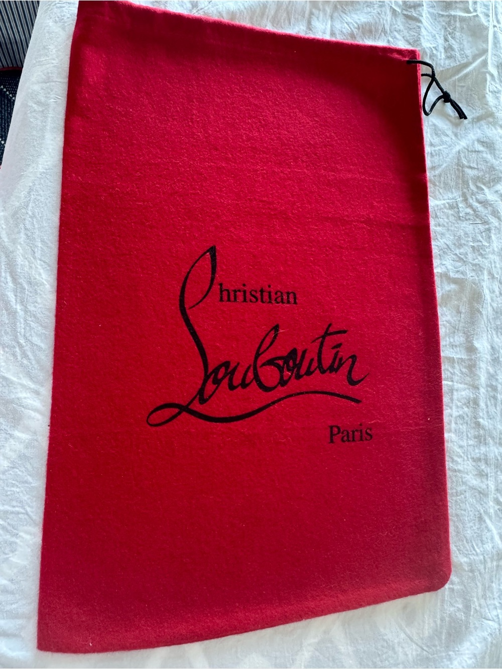 Christian Louboutin Red Drawstring Dust Bag with Black Logo